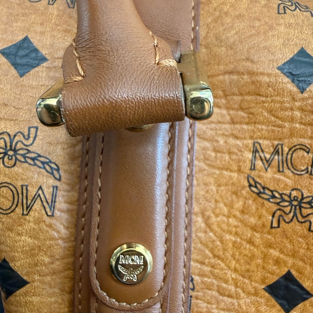 MCM Cognac Visetos Satchel with Gold Hardware - Picture 3 of 10